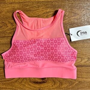 Zyia • Active All Star • Bra • Neon Pink • Coral Flower Power • Medium • New